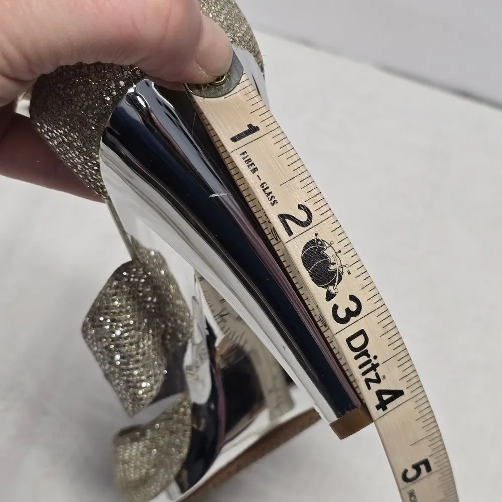Michael Kors Berkley T-Strap Silver Glitter Dress Sandals Size 9 Formal Evening